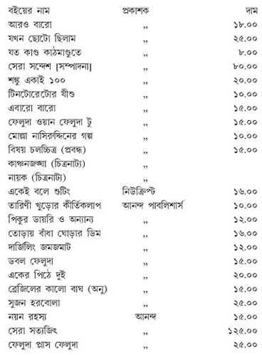 সত্যজিৎ রায়ের গ্রন্থ তালিকা