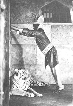 তার শরীরটা বাঘের ওপর দিয়ে ধনুকের মতো বাঁকা, তার হাত দুটো যেন দেওয়ালে আটকে গেছে…