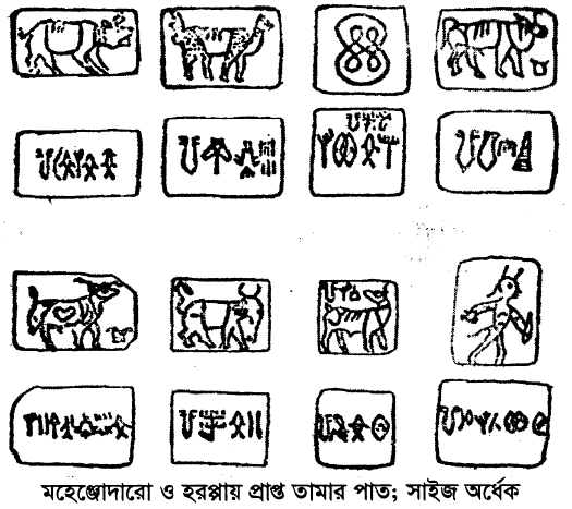 মহেঞ্জোদারো ও হরপ্পায় প্রাপ্ত তামার পাত; সাইজ অর্ধেক