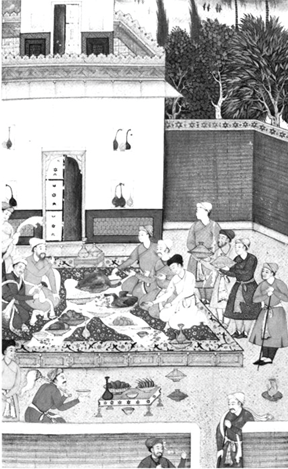 বাবরের ব্যাঙ্কোয়েট। মুঘল পেন্টিং